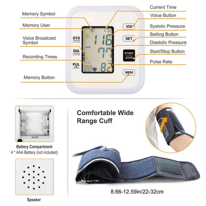 Arm Blood Pressure Monitor with Adjustable Cuff DailySale