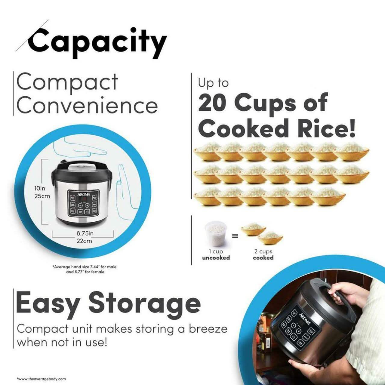 Aroma 20-Cup Digital Rice Cooker and Food Steamer (Refurbished) DailySale