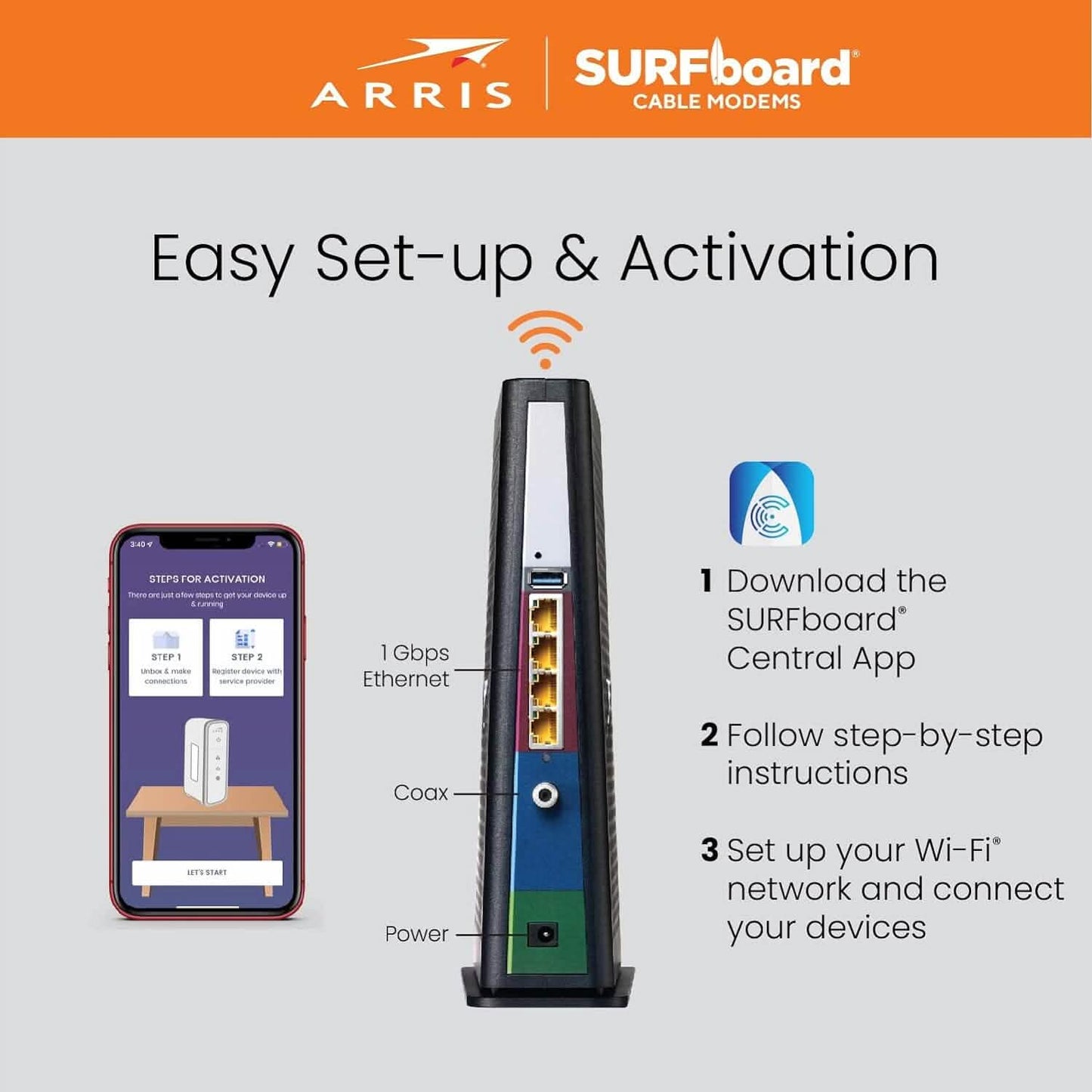 ARRIS SURFboard SBG8300 DOCSIS 3.1 Gigabit Cable Modem & AC2350 Wi-Fi Router (Refurbished) DailySale