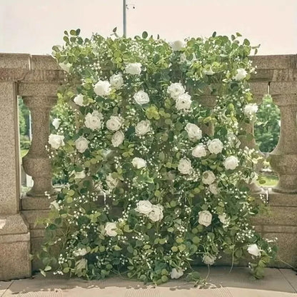 Artificial Eucalyptus Garland With Fake Roses & Gypsophila, Faux Floral Greenery DailySale