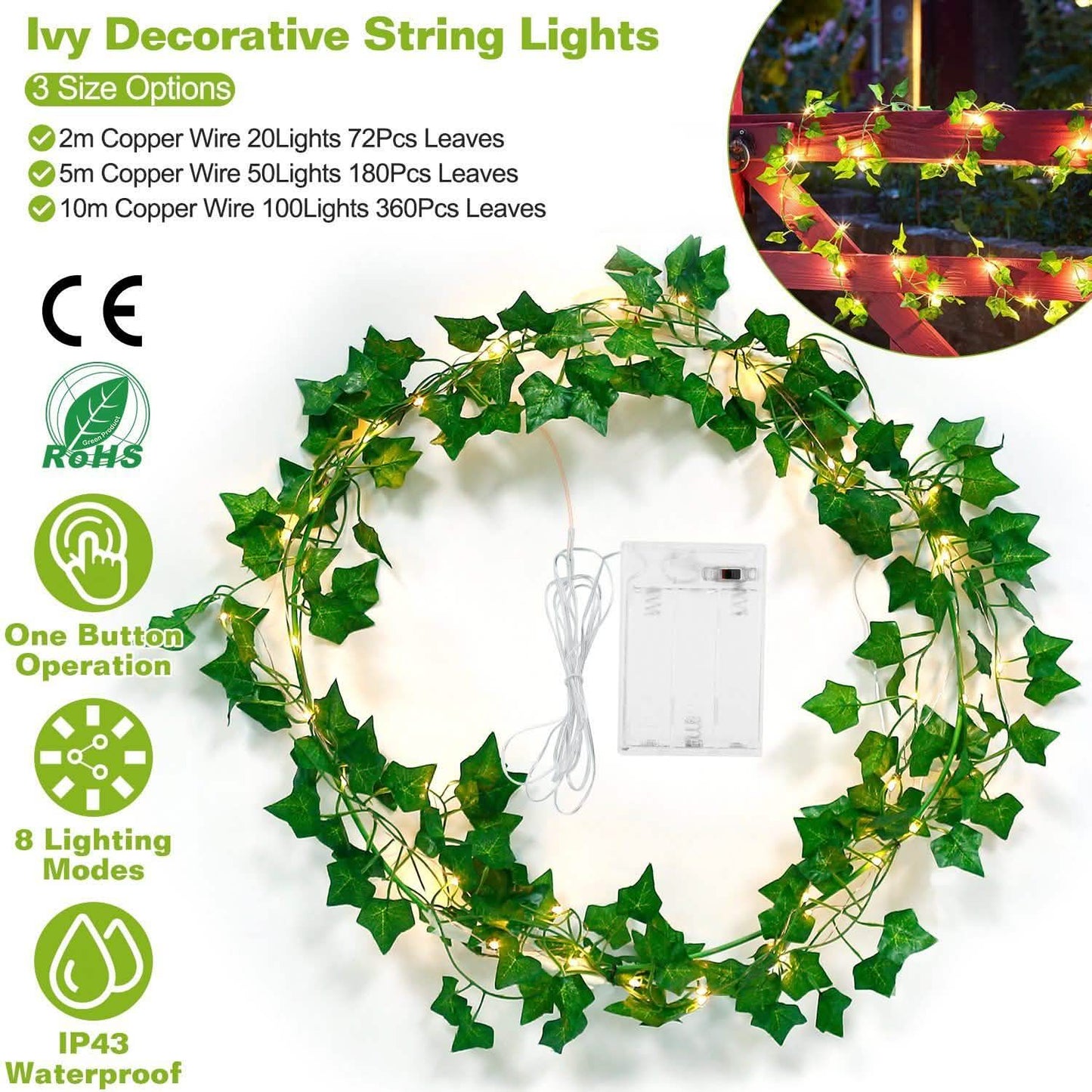 Artificial Ivy Leaves String Lights DailySale