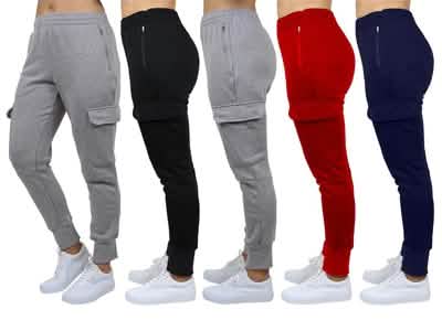 2-Pack: Women's Fleece-Lined Loose-Fit Cargo Joggers DailySale