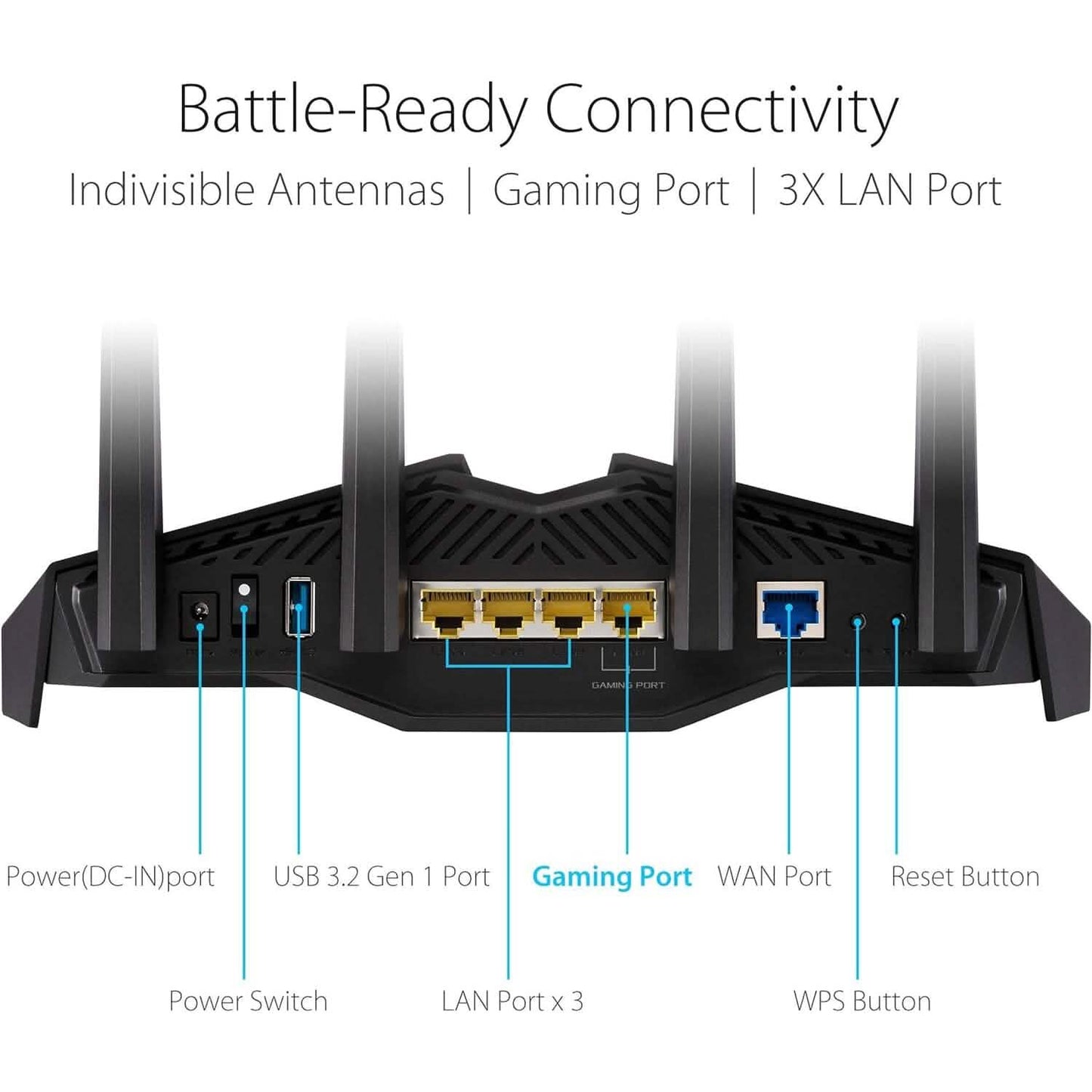 ASUS RT-AX82U AX5400 Dual-Band WiFi 6 Gaming Router, Game Acceleration, Mesh Support, Dedicated Port, Mobile Boost, MU-MIMO, Aura RGB (Refurbished) DailySale