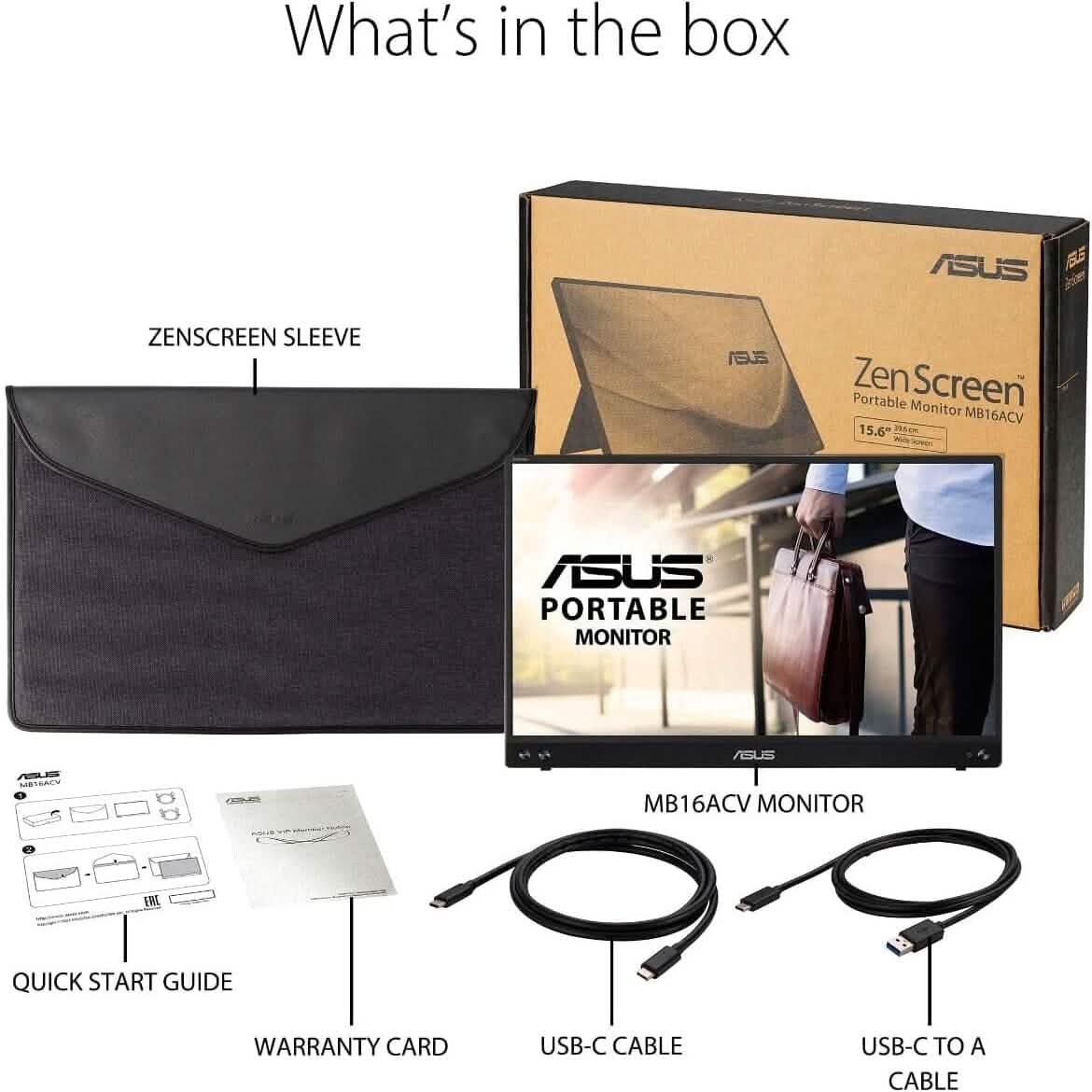 ASUS ZenScreen 15.6” 1080P Portable USB Monitor (MB16ACV) (Refurbished) DailySale