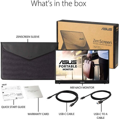 ASUS ZenScreen 15.6” 1080P Portable USB Monitor (MB16ACV) (Refurbished) DailySale