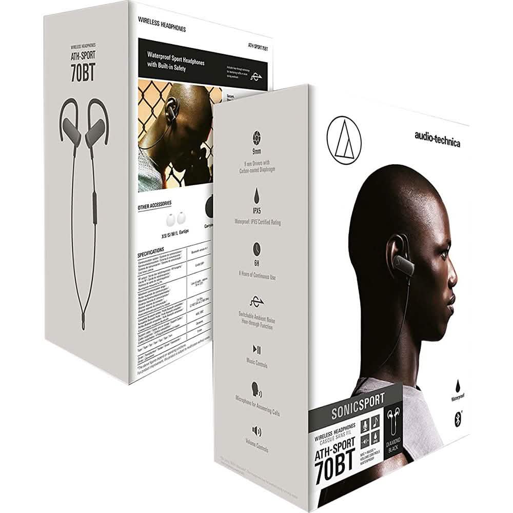 Audio-Technica ATH-SPORT50BTBK SonicSport Bluetooth Wireless In-Ear Headphones DailySale