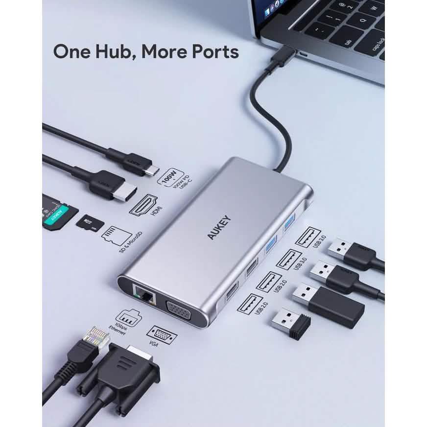 AUKEY 10-in-1 USB C Hub with 4K HDMI & VGA DailySale