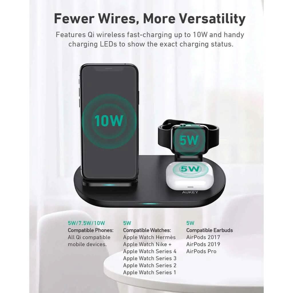 AUKEY 3-in-1 Wireless Charger Black DailySale