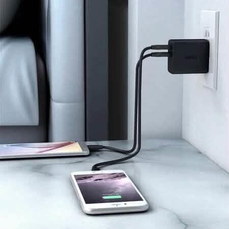Aukey AMP Wall Charger Dual Port 4.8A USB Charger DailySale