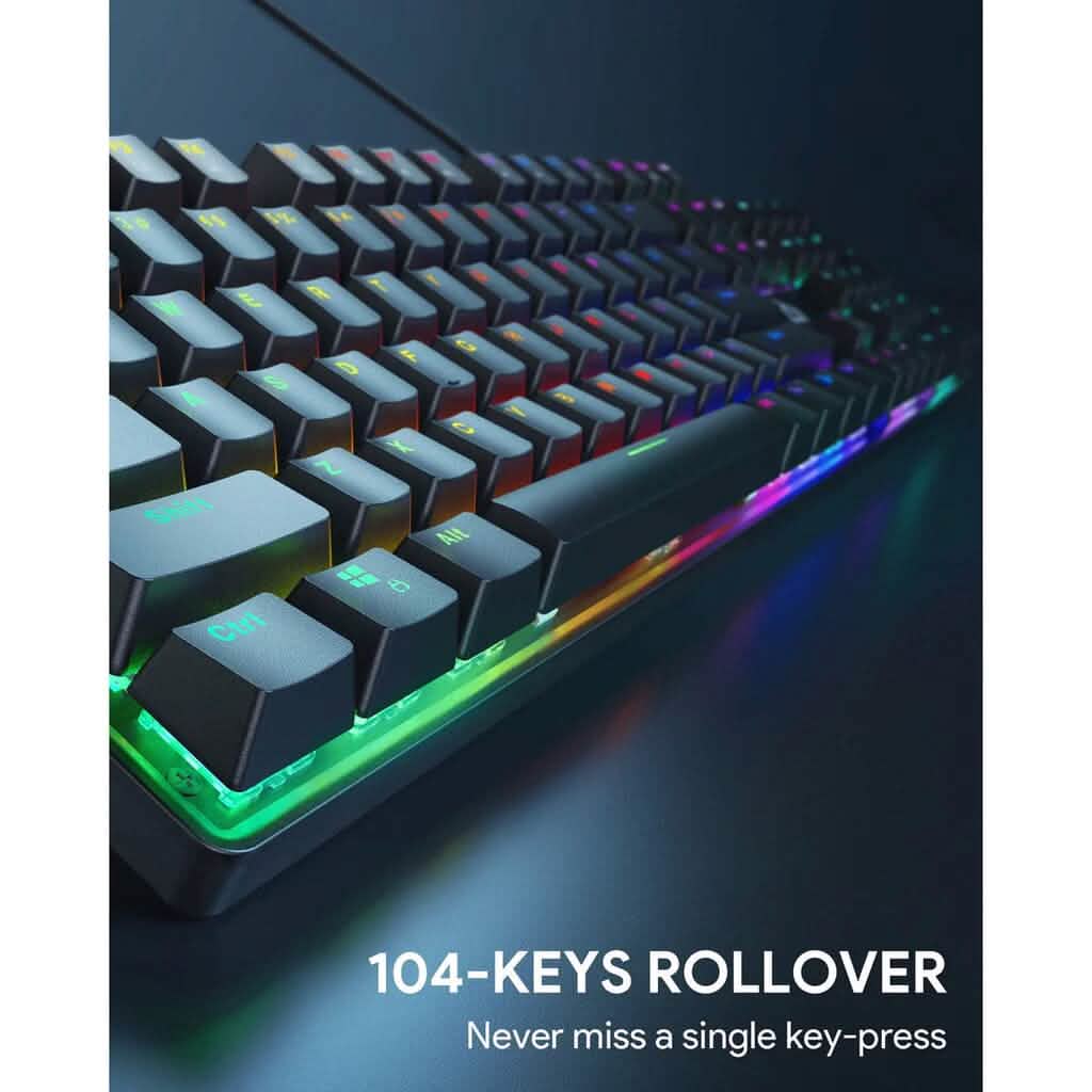 AUKEY KMG16 Mechanical Keyboard Blue Switches 104key DailySale