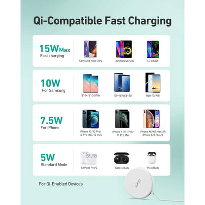 Aukey LC-A1 Aircore Wireless Charger 15W Magnetic Qi Certified DailySale