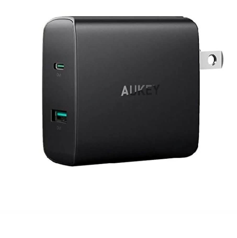 Aukey USB Wall Charger, Dual Port, USB-C 46W Power Delivery (Refurbished) DailySale