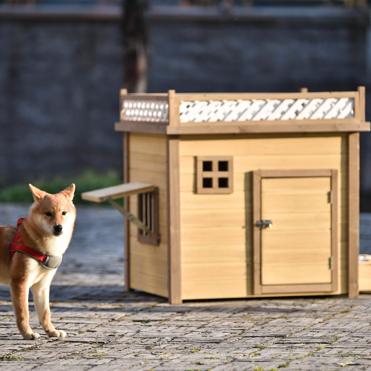 Aukfa 39.4” Wooden Dog House Puppy Shelter Kennel Outdoor & Indoor Dog Crate DailySale
