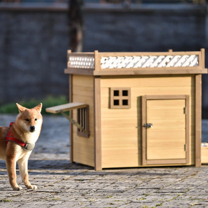 Aukfa 39.4” Wooden Dog House Puppy Shelter Kennel Outdoor & Indoor Dog Crate DailySale