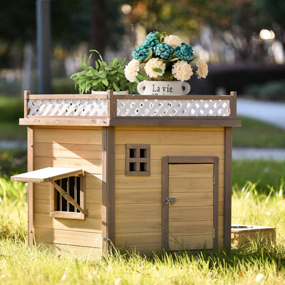 Aukfa 39.4” Wooden Dog House Puppy Shelter Kennel Outdoor & Indoor Dog Crate DailySale