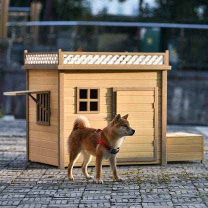 Aukfa 39.4” Wooden Dog House Puppy Shelter Kennel Outdoor & Indoor Dog Crate DailySale