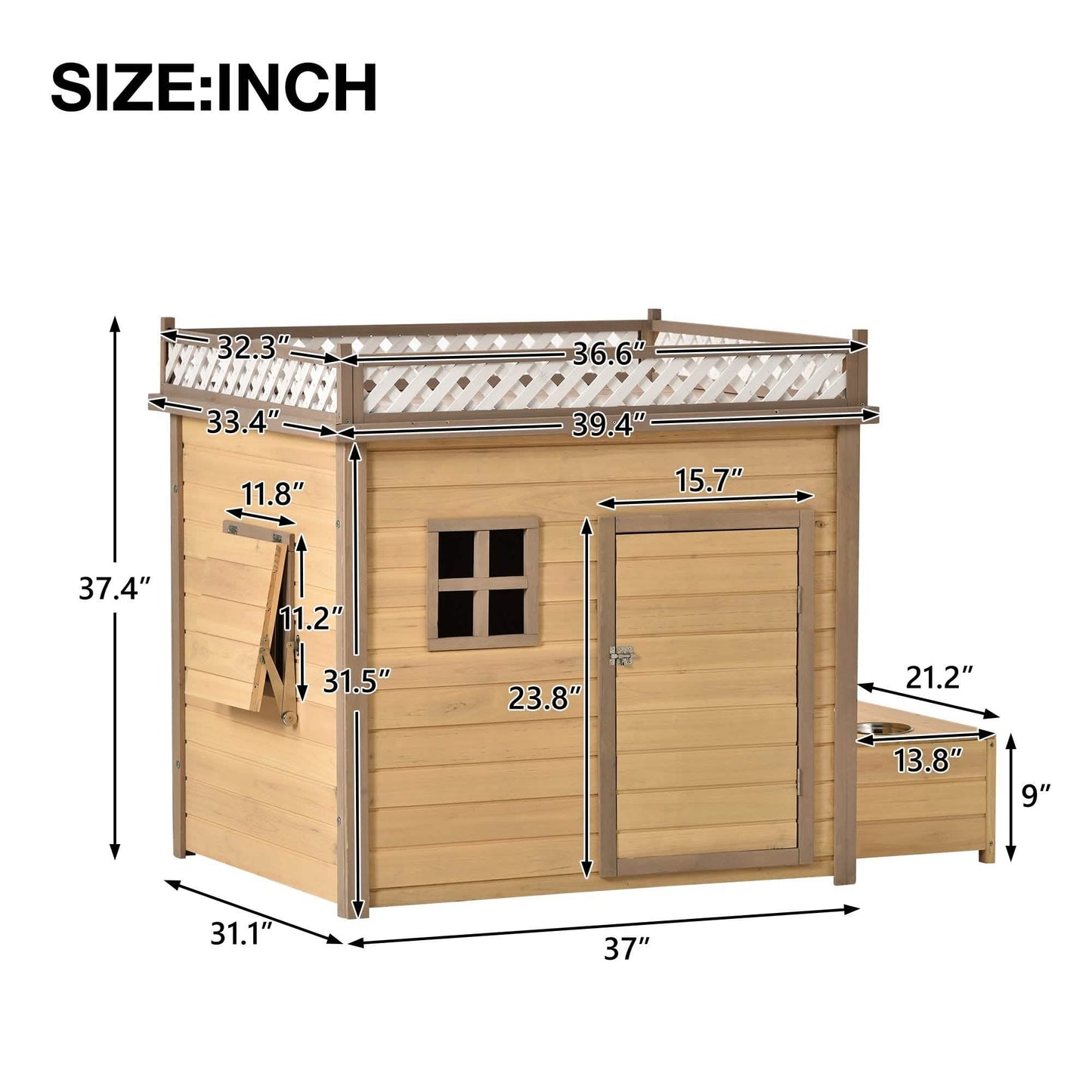 Aukfa 39.4” Wooden Dog House Puppy Shelter Kennel Outdoor & Indoor Dog Crate DailySale