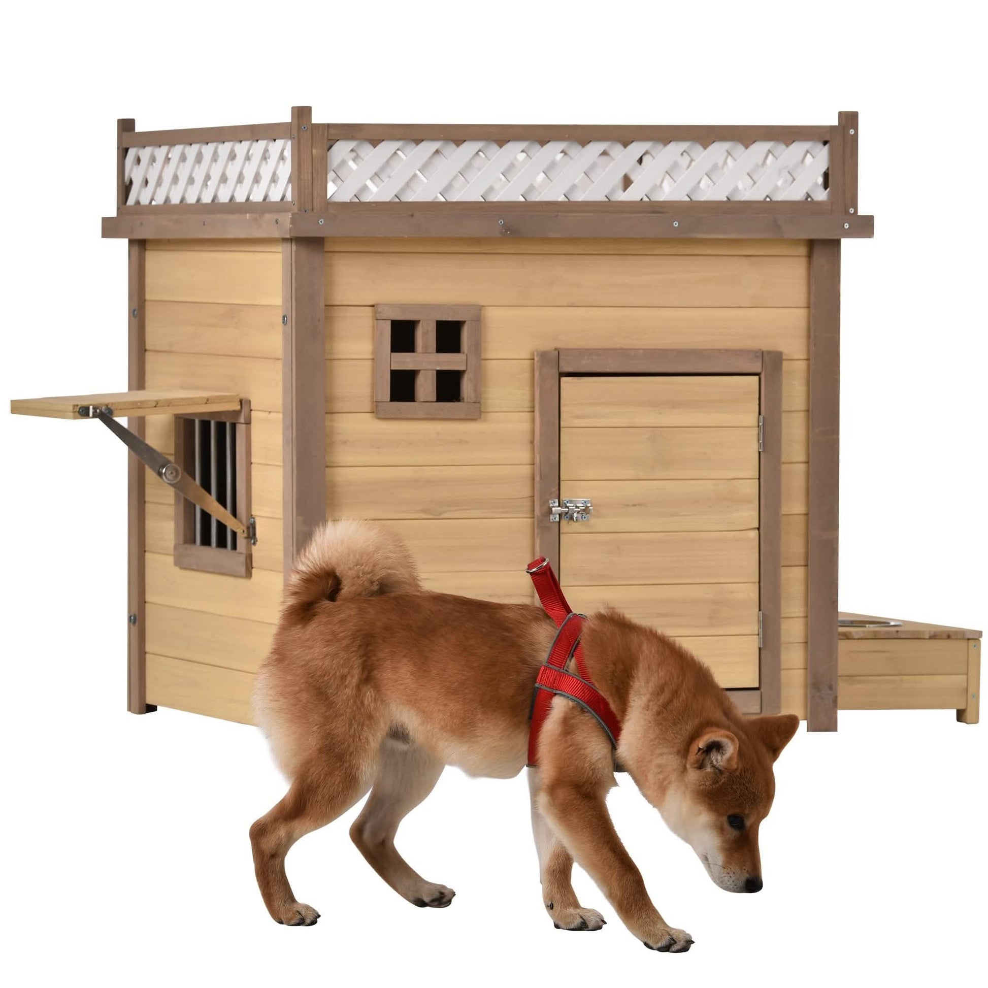 Aukfa 39.4” Wooden Dog House Puppy Shelter Kennel Outdoor & Indoor Dog Crate DailySale