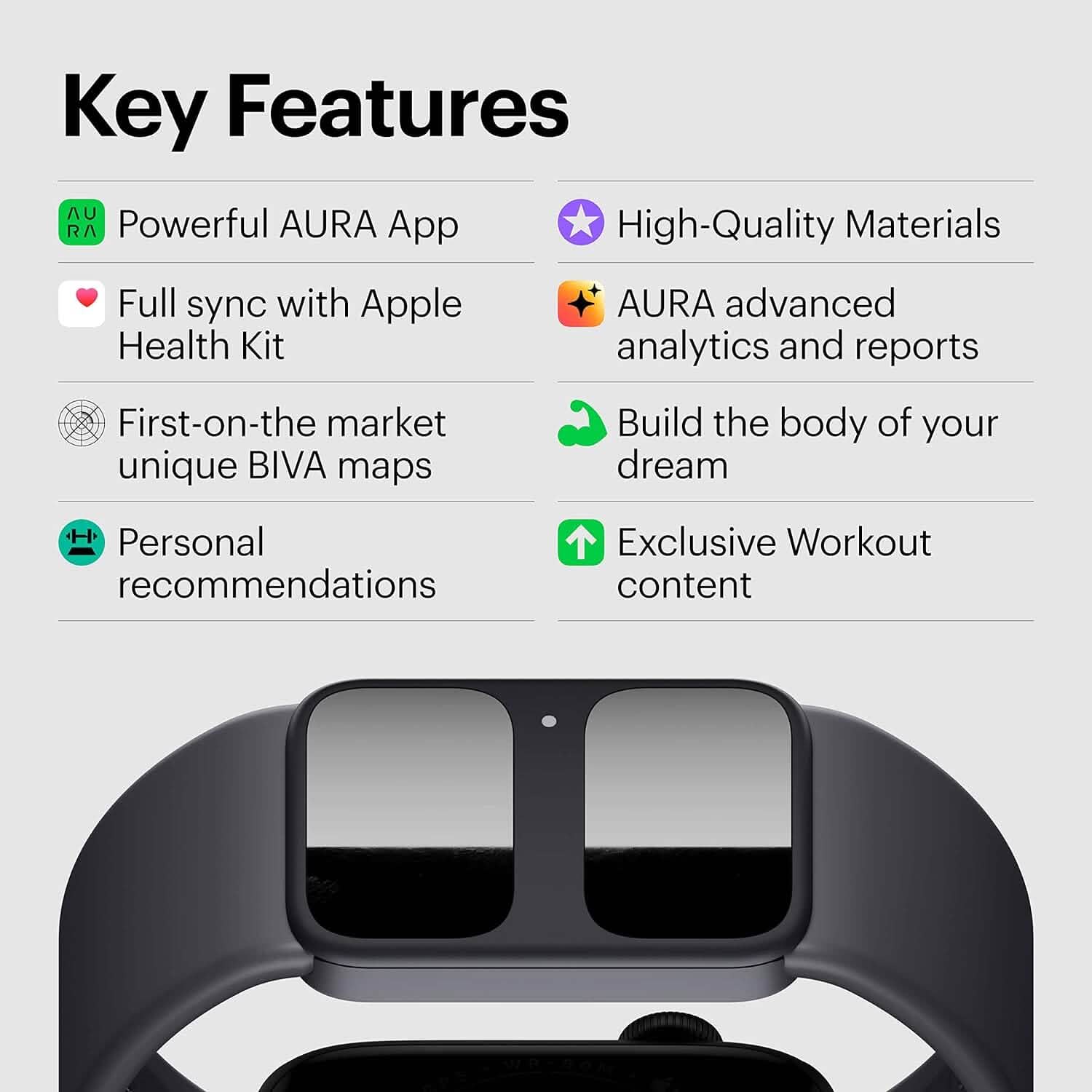 AURA Strap 2 Compatible w Apple Watch (45/49 mm (44/42mm), Coal Black)  (Refurbished) DailySale