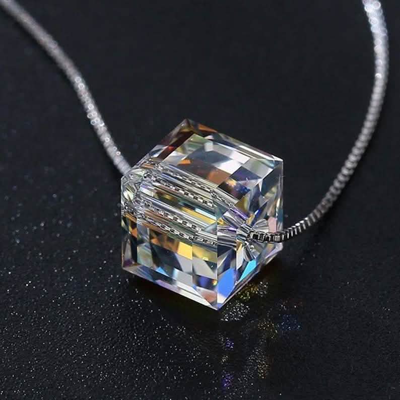 Aurora Borealis Crystal Cube Necklace Made with Swarovski Crystal DailySale