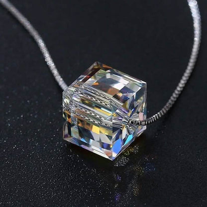 Aurora Borealis Crystal Cube Necklace Made with Swarovski Crystal DailySale