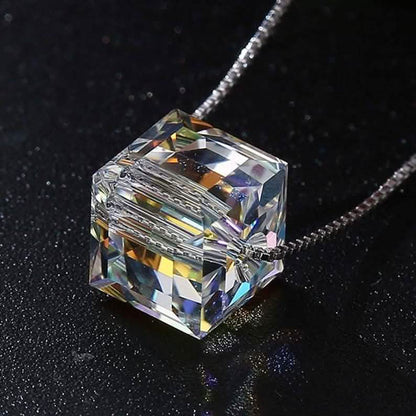 Aurora Borealis Crystal Cube Necklace Made with Swarovski Crystal DailySale