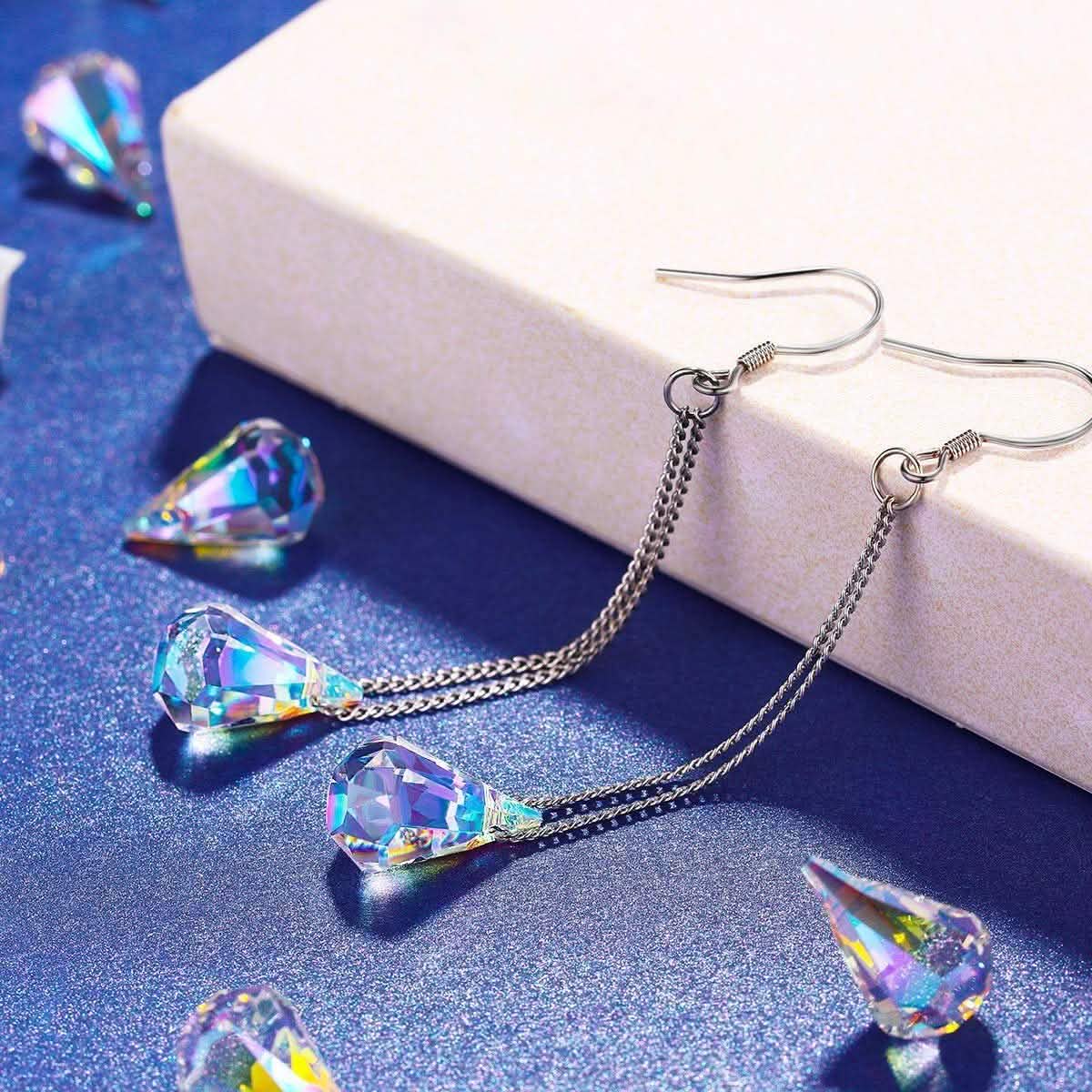 Aurora Borealis Crystal Drop Earrings Made with Swarovski Elements DailySale