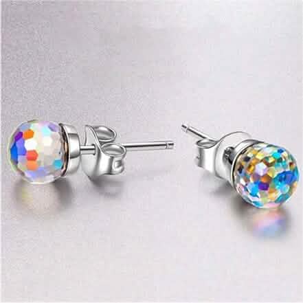 Aurora Borealis Swarovski Crystal Faceted Ball Stud Earrings DailySale