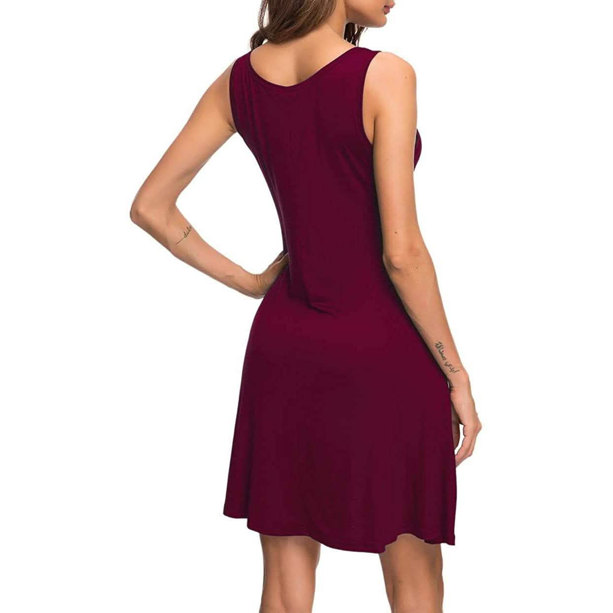 Women Summer Casual T Shirt Dresses Beach Cover up Plain Pleated Tank Dress DailySale