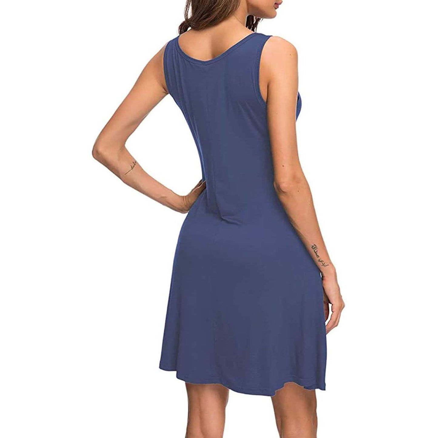 Women Summer Casual T Shirt Dresses Beach Cover up Plain Pleated Tank Dress DailySale