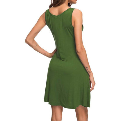 Women Summer Casual T Shirt Dresses Beach Cover up Plain Pleated Tank Dress DailySale