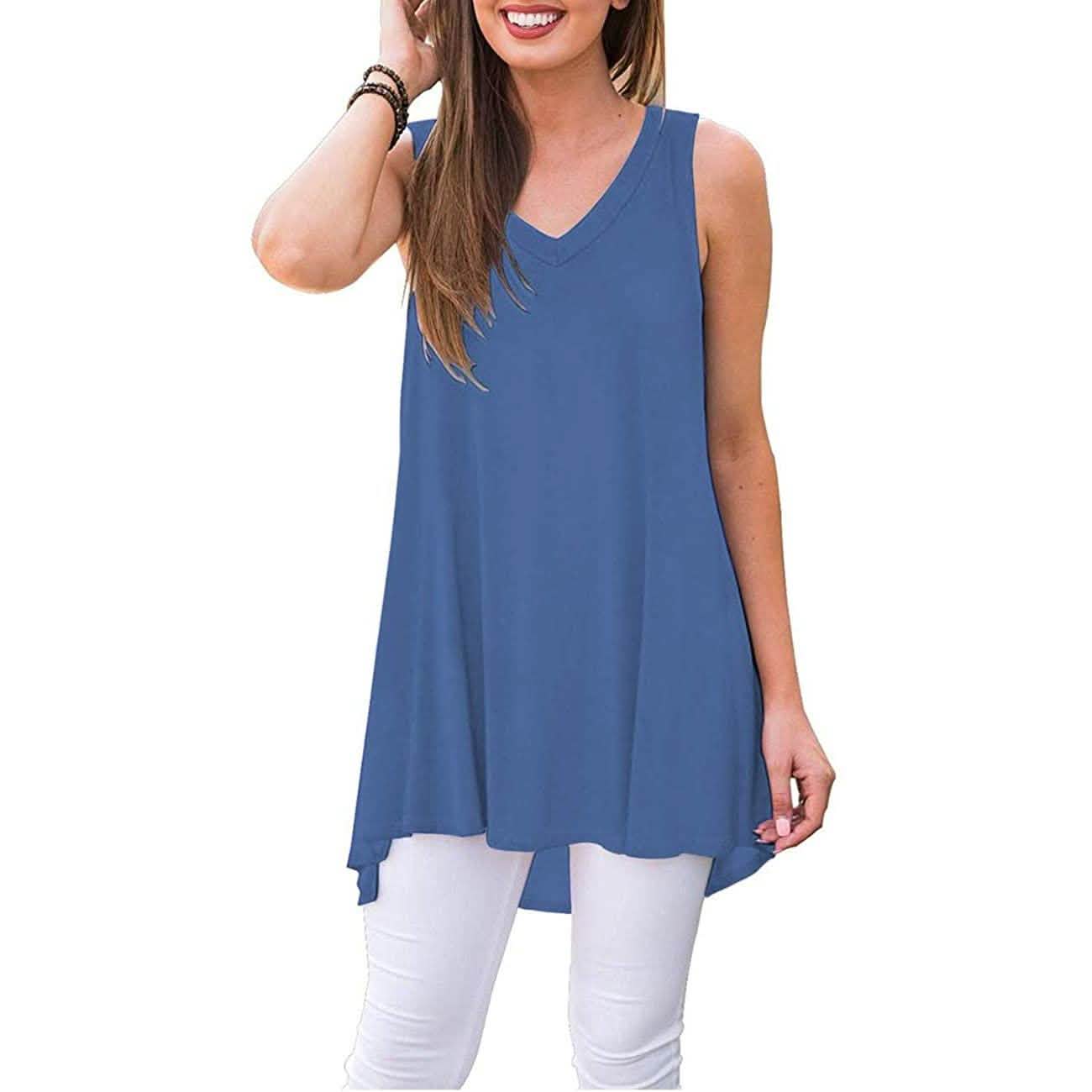 Women's Summer Casual Sleeveless V-Neck T-Shirt Tunic Blouse Tank Tops DailySale
