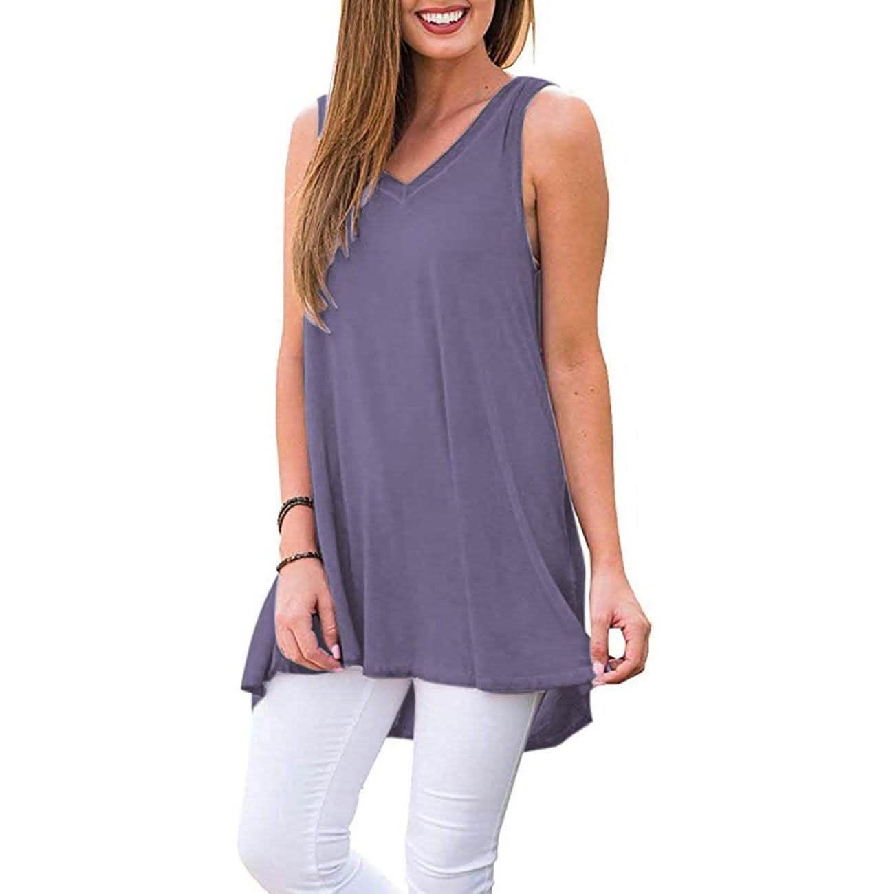 Women's Summer Casual Sleeveless V-Neck T-Shirt Tunic Blouse Tank Tops DailySale