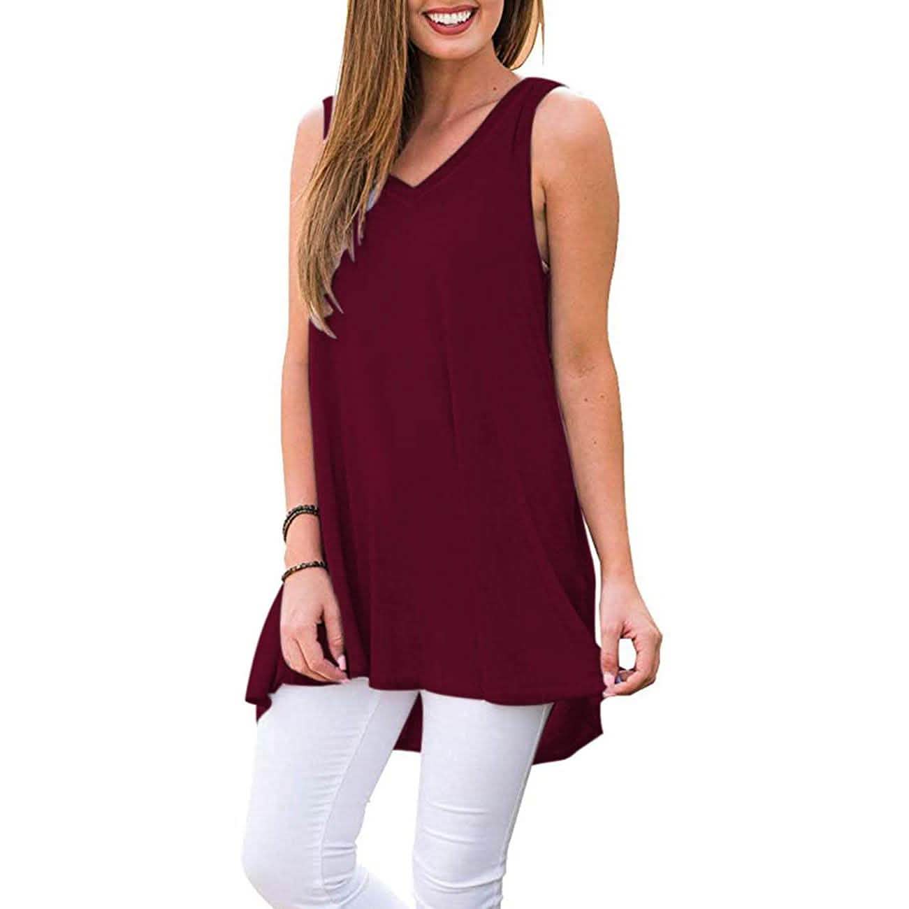 Women's Summer Casual Sleeveless V-Neck T-Shirt Tunic Blouse Tank Tops DailySale