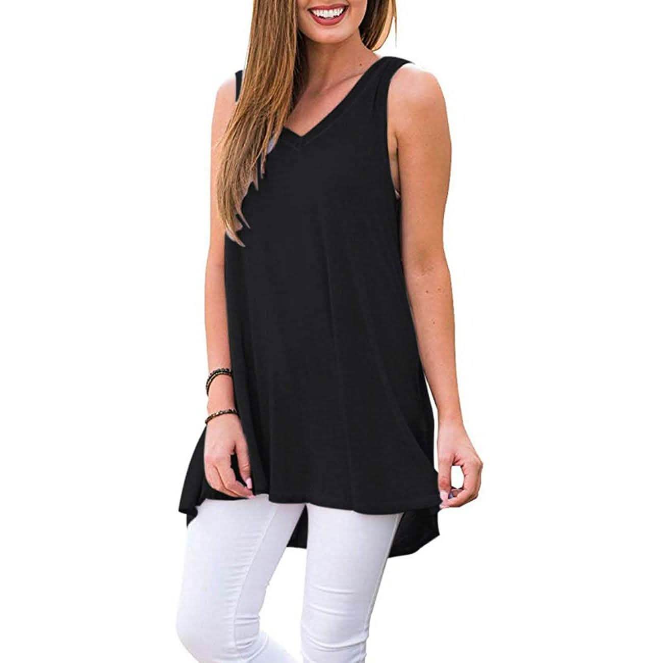 Women's Summer Casual Sleeveless V-Neck T-Shirt Tunic Blouse Tank Tops DailySale
