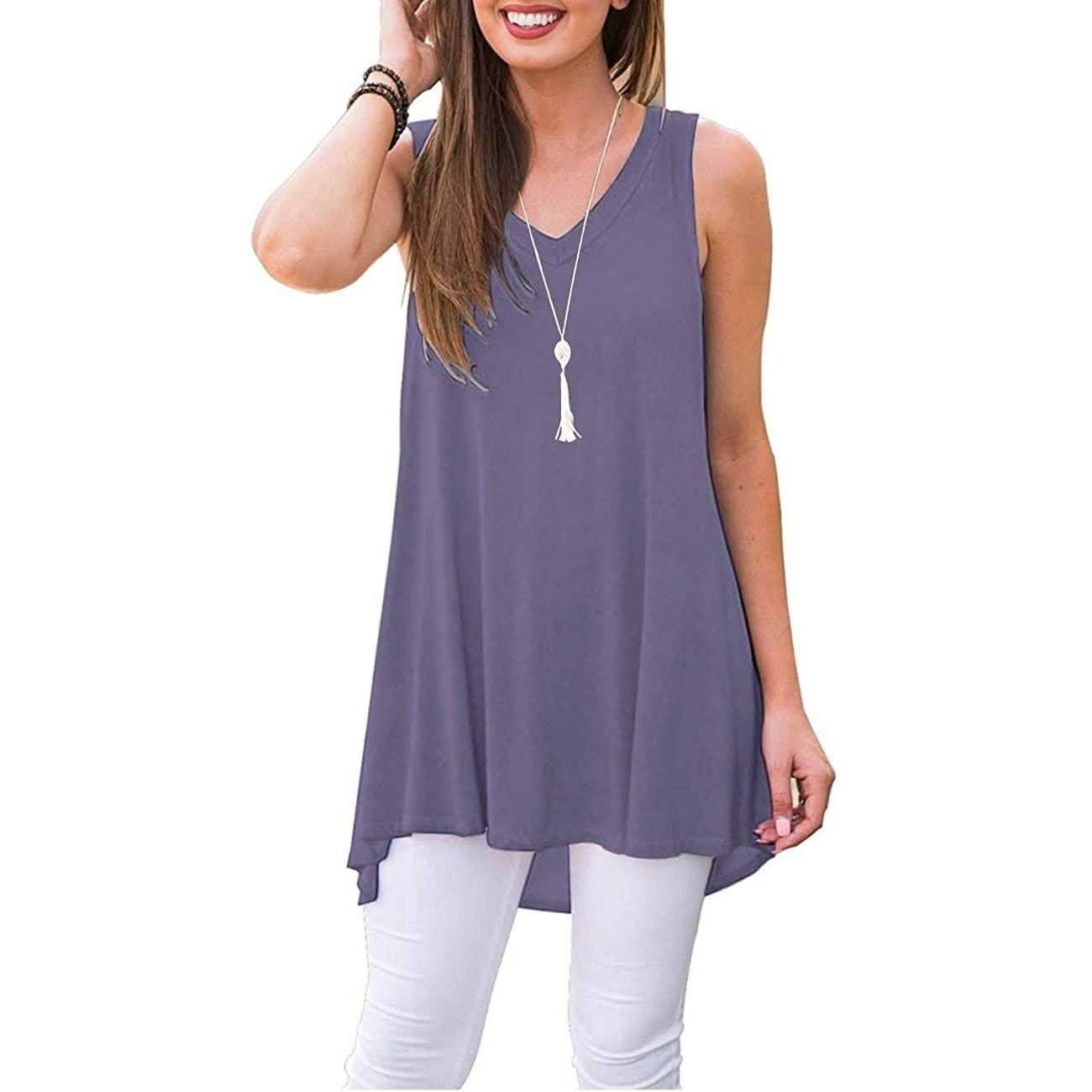 Women's Summer Casual Sleeveless V-Neck T-Shirt Tunic Blouse Tank Tops DailySale