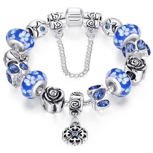 Austrian Crystal And Murano Beads Bracelet With Flower Charm DailySale