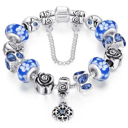 Austrian Crystal And Murano Beads Bracelet With Flower Charm DailySale