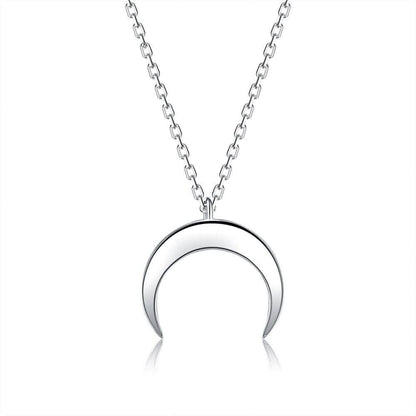Authentic 925 Sterling Silver Simple Moon Shape Necklace DailySale