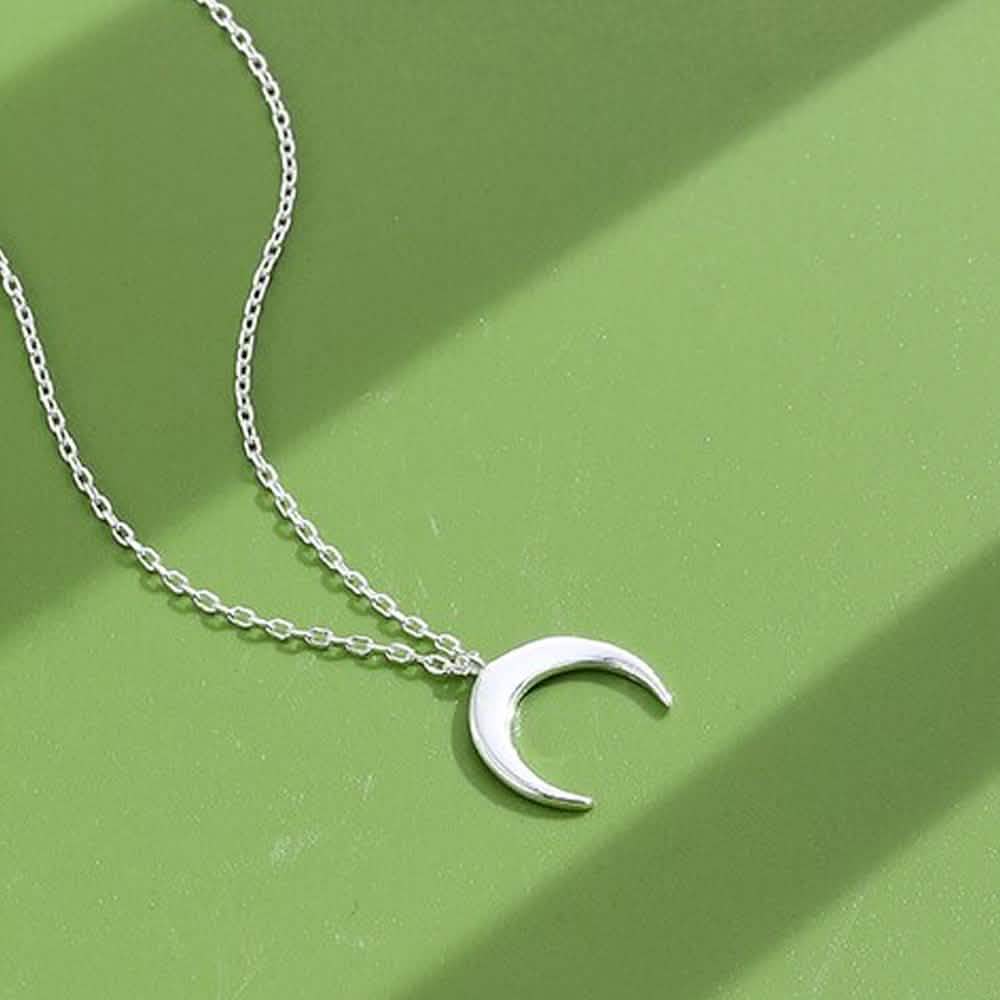 Authentic 925 Sterling Silver Simple Moon Shape Necklace DailySale