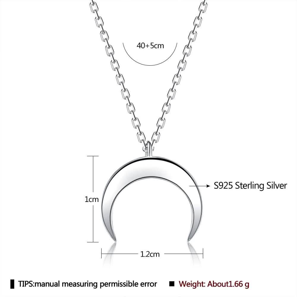 Authentic 925 Sterling Silver Simple Moon Shape Necklace DailySale