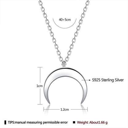 Authentic 925 Sterling Silver Simple Moon Shape Necklace DailySale