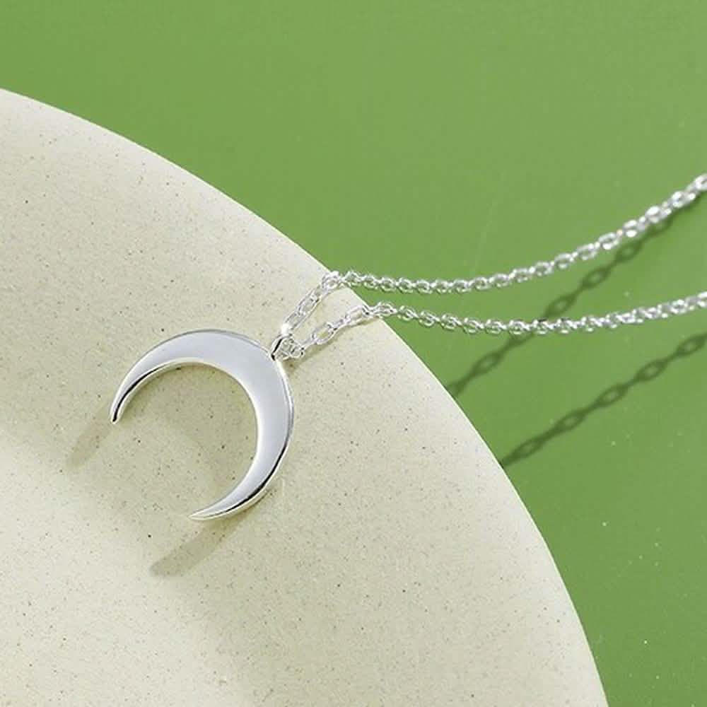 Authentic 925 Sterling Silver Simple Moon Shape Necklace DailySale