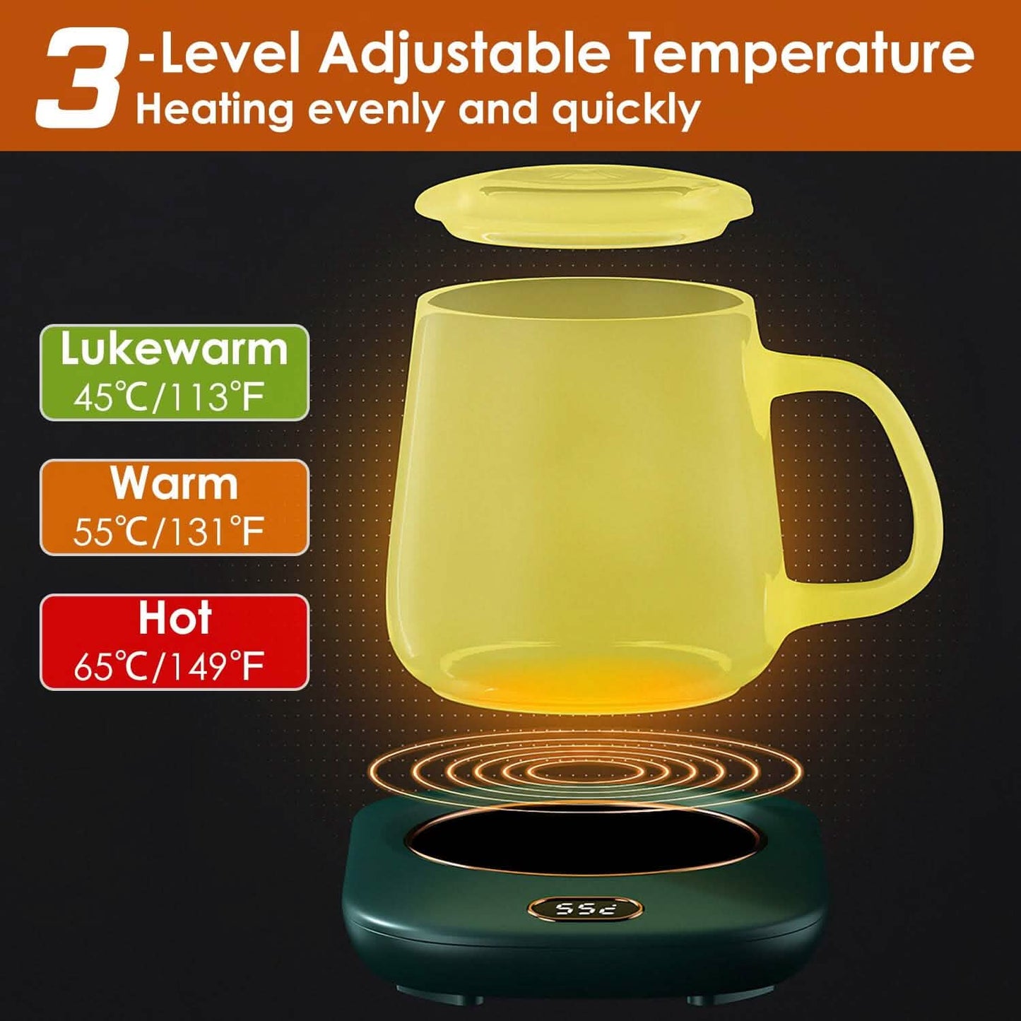 Auto Shut Off USB Coffee Mug Heating Plate with 3 Temperature Setting DailySale
