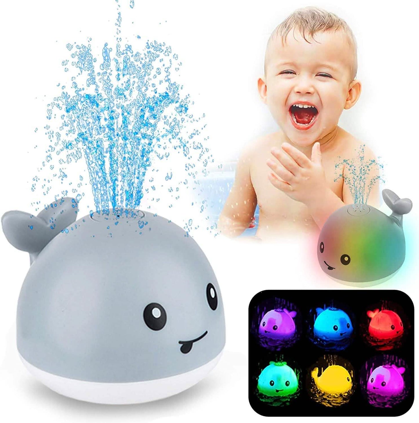 Auto Spray Water Whale Toy With Seven Kinds Of Flashing Light For Toddlers DailySale