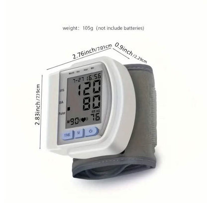 Automatic Digital Wrist Blood Pressure Monitor with Large LCD Display and Adjustable Cuff DailySale