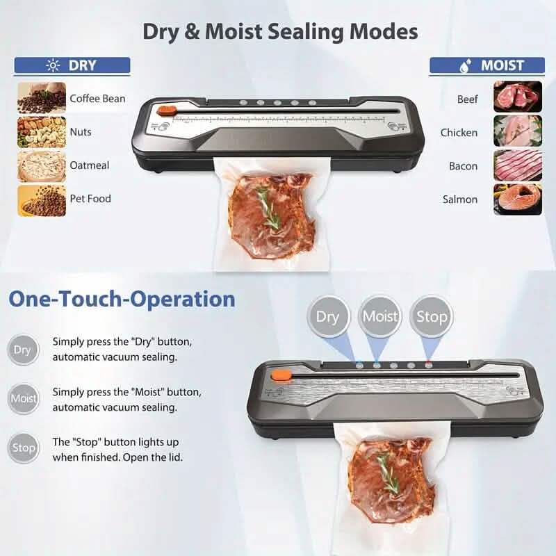 Automatic One-Touch Food Vacuum Sealer 5 Modes with 15 Sealer Bags and Built-in Cutter DailySale