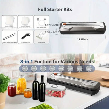 Automatic One-Touch Food Vacuum Sealer 5 Modes with 15 Sealer Bags and Built-in Cutter DailySale
