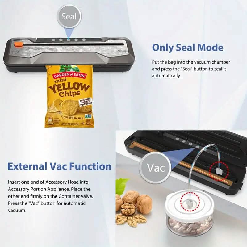 Automatic One-Touch Food Vacuum Sealer 5 Modes with 15 Sealer Bags and Built-in Cutter DailySale