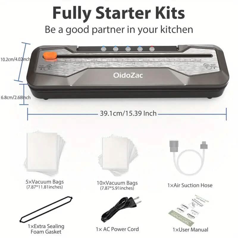 Automatic One-Touch Food Vacuum Sealer 5 Modes with 15 Sealer Bags and Built-in Cutter DailySale